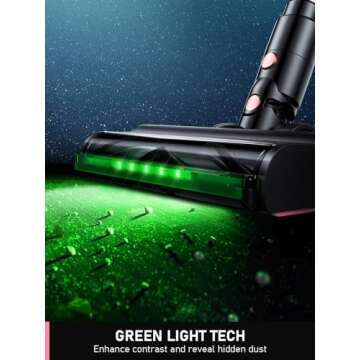 Cordless Vacuum Cleaner, 350W/30Kpa 8 in 1 Powerful Stick Vacuum, with Anti-Tangle Brush and Upgraded Green Light, 40mins Runtime Rechargeable Lightweight Vacuums for Hardwood Floor, Carpet, Pet Hair