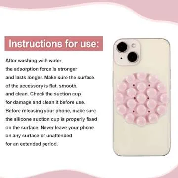 lasuroa Double Sided Suction Phone Mount, Round Silicone Suction Cup Phone Holder Multifunctional Suction Phone Case Self-Adhesive Phone Sticky Grip for Mobile Devices(Light Pink)