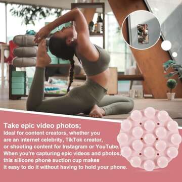 lasuroa Double Sided Suction Phone Mount, Round Silicone Suction Cup Phone Holder Multifunctional Suction Phone Case Self-Adhesive Phone Sticky Grip for Mobile Devices(Light Pink)