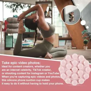 lasuroa Double Sided Suction Phone Mount, Round Silicone Suction Cup Phone Holder Multifunctional Suction Phone Case Self-Adhesive Phone Sticky Grip for Mobile Devices(Light Pink)