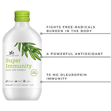 WellGrove Immunity Booster Olive Leaf Extract | All Natural Vegan Dietary Supplement | Super Strengt...