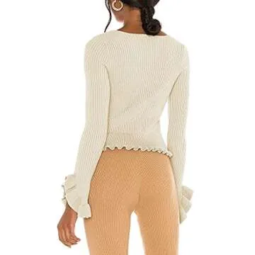 ALENDA DANMOS Womens Cropped Cardigan with Lace Trim