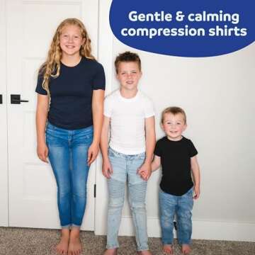 Fun and Function Sens-ational Hip Hugging Tee - Compression Shirt for Kids and Teens - Black - X-Sma...