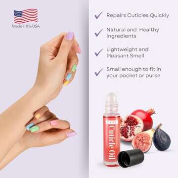 C CARE Pomegranate and Fig Roll-On Cuticle Oil | Natural Revitalizing Hydrating Nail Oil | Repaires ...