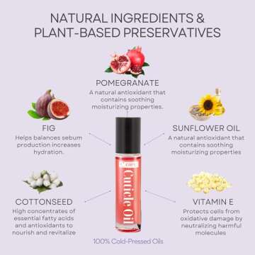 C CARE Pomegranate and Fig Roll-On Cuticle Oil | Natural Revitalizing Hydrating Nail Oil | Repaires Cuticles Overnight | Remedy For Damaged Skin And Thin Nails | Paraben Cruelty Free Formula | 10ml