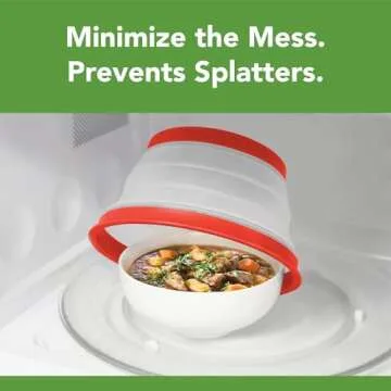 Tovolo Microwave Splatter Cover for Food, Small (Candy Apple Red) - Collapsible & Vented Silicone Sp...