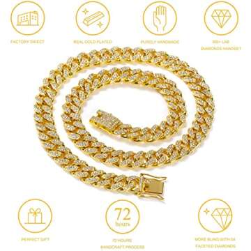 HUITIAN Cuban Link Chain for Men and Women - Bling Jewelry