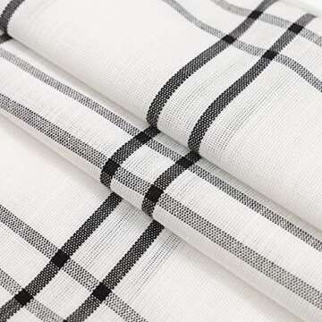 Amzdecor Pack of 2 Plaid Throw Pillow Covers, Stripe Plaid Welted Cushion Case for Farmhouse Sofa and Home Decor, Linen Texture Rustic Decorative Pillow Cases (Black and White，18 x 18 inches)