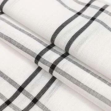 Amzdecor Pack of 2 Plaid Throw Pillow Covers, Stripe Plaid Welted Cushion Case for Farmhouse Sofa and Home Decor, Linen Texture Rustic Decorative Pillow Cases (Black and White，18 x 18 inches)