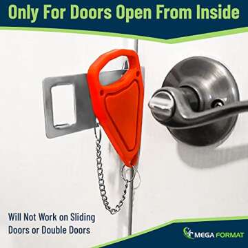 Mega Format Hotel Door Locks for Travelers: Portable Door Locks - Travel Essentials - Hotel Safety Door Lock - Door Latch Lock for Apartment Security & College Dorms - Portable Door Lock for Travel