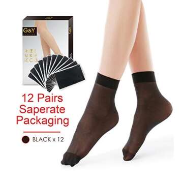 G&Y 12 Pairs Nylon Ankle Socks for Stylish Comfort