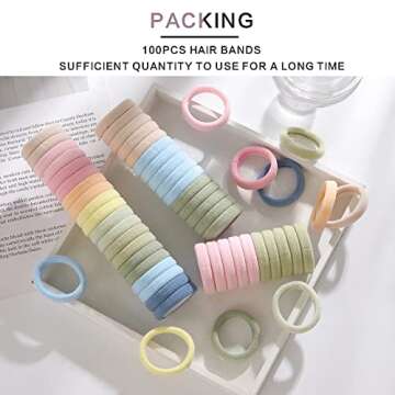 100PCS Elastic Hair Accessories - Seamless Cotton Hair Bands, Soft Ponytail Holders for Thick/Thin Hair, No Damage Morandi Color Elastics for Women and Girls