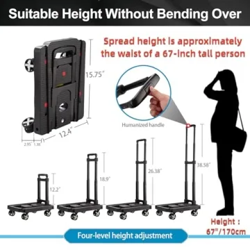 Lightweight Folding Hand Truck Dolly with Adjustable Handle