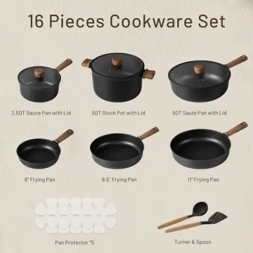 CAROTE 16pcs Nonstick Pots and Pans Cookware Set