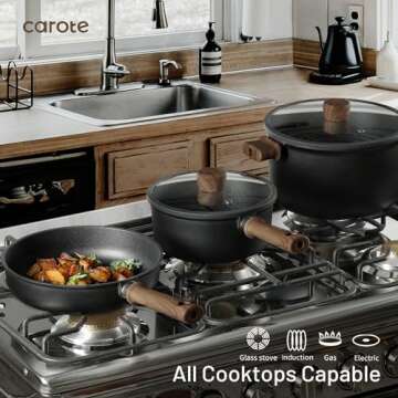 CAROTE 16pcs Nonstick Pots and Pans Cookware Set
