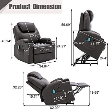 Oyerol Electric Recliner Chair with Lift and Massage