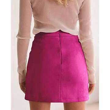 Katiewens Women's High Waist Faux Suede Mini Skirt