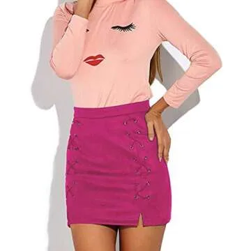 Katiewens Women's High Waist Faux Suede Mini Skirt