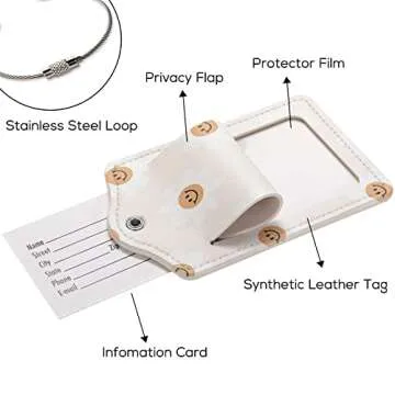 2 PCS Cute Sunflower Flowers PU Leather Luggage Tag for Suitcase Identifiers Privacy Name Address Label Card Tags with Stainless Steel Loop Women Men Travel Luggage Accessories