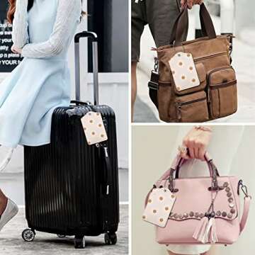 2 PCS Cute Sunflower Flowers PU Leather Luggage Tag for Suitcase Identifiers Privacy Name Address Label Card Tags with Stainless Steel Loop Women Men Travel Luggage Accessories