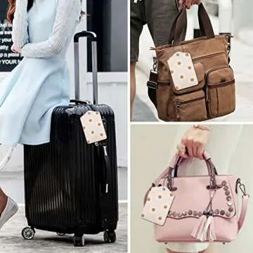 2 PCS Cute Sunflower Flowers PU Leather Luggage Tag for Suitcase Identifiers Privacy Name Address Label Card Tags with Stainless Steel Loop Women Men Travel Luggage Accessories