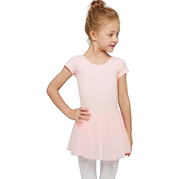 MdnMd Ballet Skirt Leotard for Girls - Elegant Dance Costume in Pink (Ages 6-8)