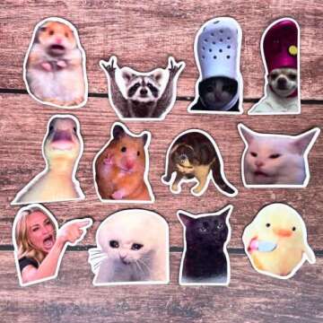 12PC Funny Meme Animals Fridge Magnets, Fun Cute Weird Magnetic Crying Cat Dog Hamster Duck Magnets for Gaming Kitchen Home Decor Bumper School Locker Work for Boys Girls Adult Accessories