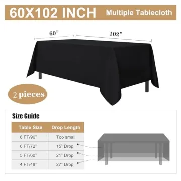 Sancua Black Tablecloths - Stain Resistant & Durable