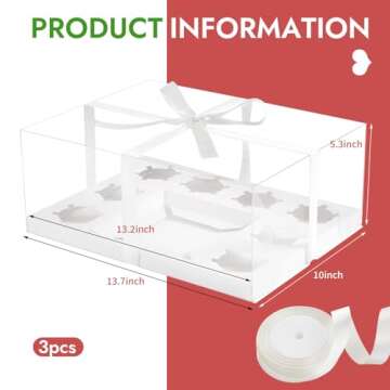 JCD 3 Pcs Bento Clear Boxes 1 mini Cake and 8 Cupcakes Box Cake Cupcake Combo Box Rectangle Cupcake Holder for Treats, Dessert Boxes, Muffins(1+8/3Pcs)