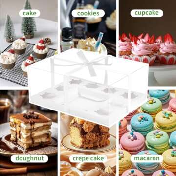 JCD 3 Pcs Bento Clear Boxes 1 mini Cake and 8 Cupcakes Box Cake Cupcake Combo Box Rectangle Cupcake Holder for Treats, Dessert Boxes, Muffins(1+8/3Pcs)