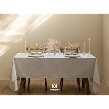 Elegant Waterproof Vitalizart White Tablecloth - 54x78 Inch