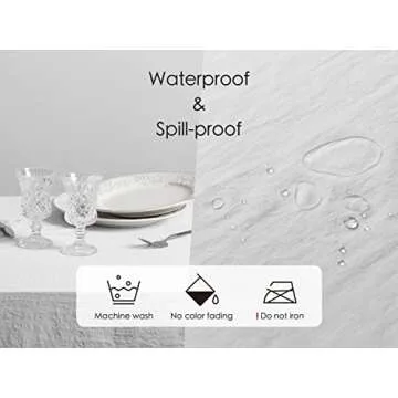 Elegant Waterproof Vitalizart White Tablecloth - 54x78 Inch