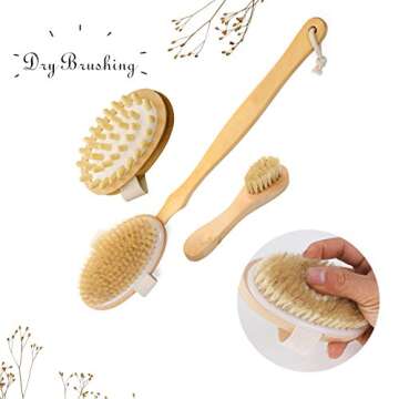 Premium Natural Boar Bristle Dry Brush Set for Skin Care