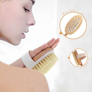 Premium Natural Boar Bristle Dry Brush Set for Skin Care