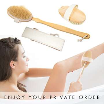 Premium Natural Boar Bristle Dry Brush Set for Skin Care