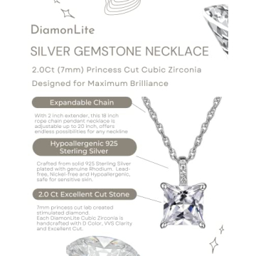 Stunning DIAMONLITE Princess Cut CZ Necklace for Women