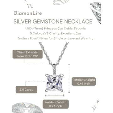 Stunning DIAMONLITE Princess Cut CZ Necklace for Women