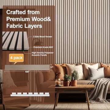 Yuzzy Acoustic Wall Slats - Rustic Walnut Finish