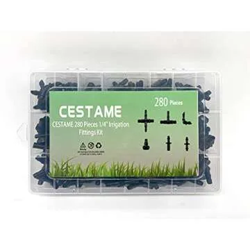 280 Pcs Barbed Connectors Irrigation Fittings Kit,Drip Irrigation Barbed Connectors 1/4''Tubing Fittings Kit for Flower Pot Garden Lawn(Straight Barbs,Single Barbs,Tees,Elbows,End Plug,4-Way Coupling)