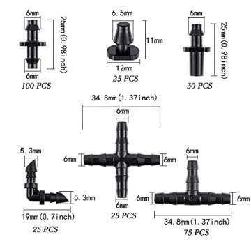 280 Pcs Barbed Connectors Irrigation Fittings Kit,Drip Irrigation Barbed Connectors 1/4''Tubing Fittings Kit for Flower Pot Garden Lawn(Straight Barbs,Single Barbs,Tees,Elbows,End Plug,4-Way Coupling)