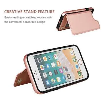 ONETOP for iPhone SE(2022) iPhone SE(2020) iPhone 7/8 Wallet Case with Card Holder, Premium PU Leather Kickstand Card Slots, Double Magnetic Clasp and Durable Shockproof Cover 4.7 Inch(Rose Gold)