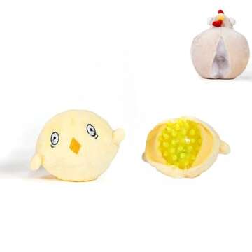 Downtown Pet Supply 2 in 1 Stuffed Plush Chicken Toy - Tearable With Durable Light Up Squeaker Insid...