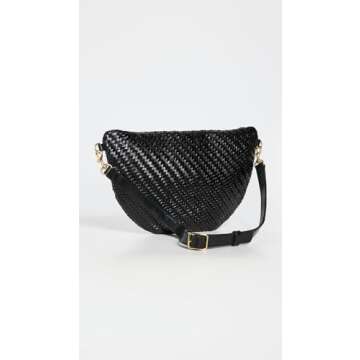 Clare V. Women's Grande Fanny Pack, Black Woven Zig-Zag, One Size