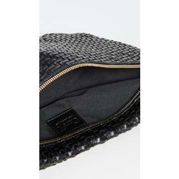 Clare V. Women's Grande Fanny Pack, Black Woven Zig-Zag, One Size