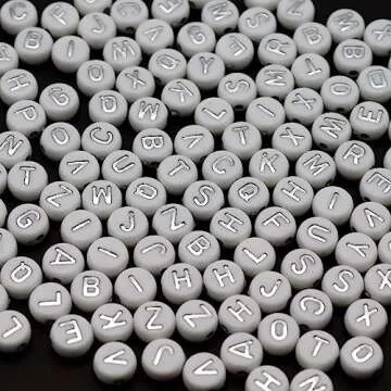 Fundiyoug Silver Alphabet Spacer Beads for DIY Crafts