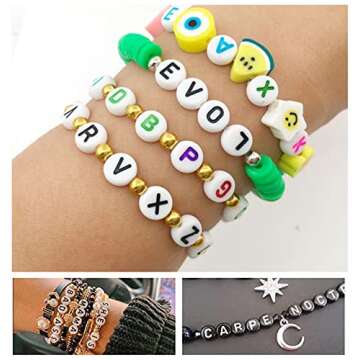 Fundiyoug Silver Alphabet Spacer Beads for DIY Crafts