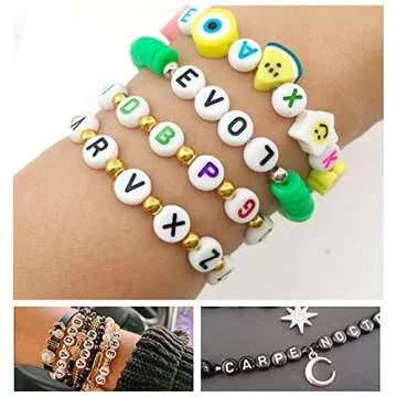 Fundiyoug Silver Alphabet Spacer Beads for DIY Crafts