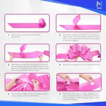 Mata1-USA - Huge Car Bow - Pink, 23 Inch - Big Gift Wrapping Bow for Large Gift Decoration - Giant Size for Indoor & Outdoor Use - 12 Loops & 2 Stickers - No Magnets that Scratch