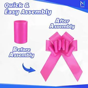Mata1-USA - Huge Car Bow - Pink, 23 Inch - Big Gift Wrapping Bow for Large Gift Decoration - Giant Size for Indoor & Outdoor Use - 12 Loops & 2 Stickers - No Magnets that Scratch