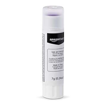 Amazon Basics Purple Washable School Glue Sticks, Dries Clear, Non-Toxic, 0.24-oz Stick, 60-Pack